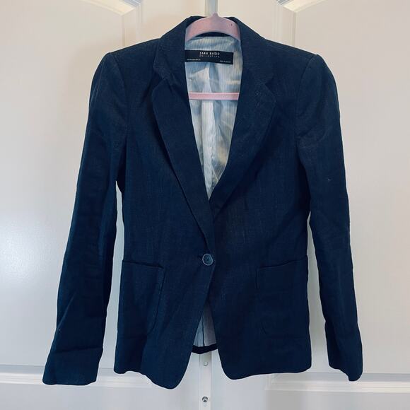 NWOT Zara Single Button Jacket - Women Size 2 - Blue - Picture 3 of 6